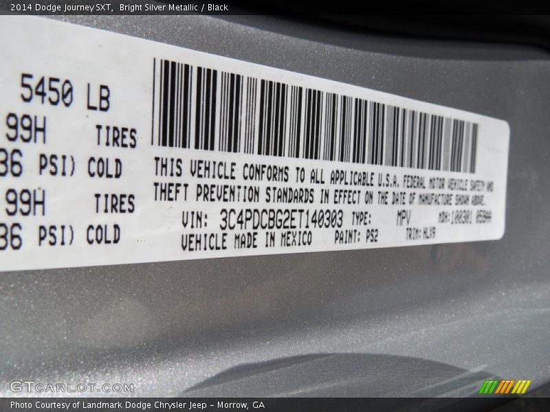 Bright Silver Metallic / Black 2014 Dodge Journey SXT