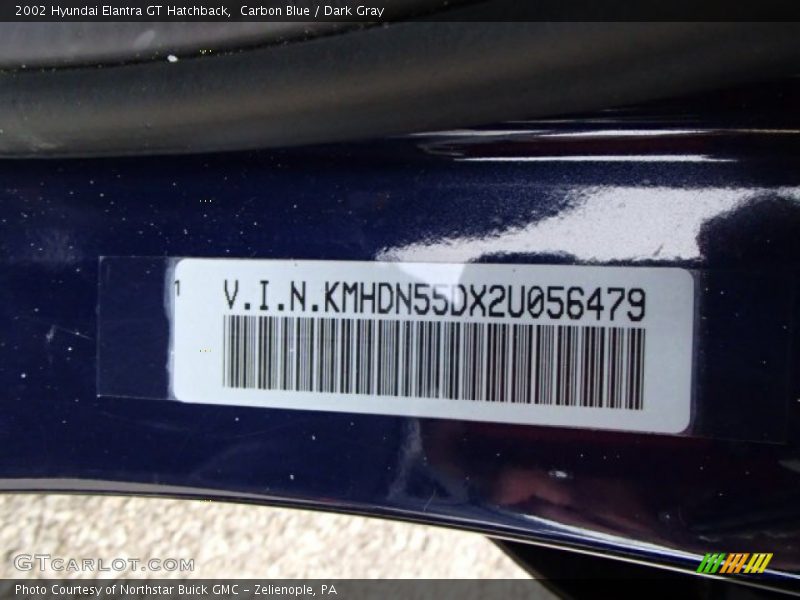 Carbon Blue / Dark Gray 2002 Hyundai Elantra GT Hatchback