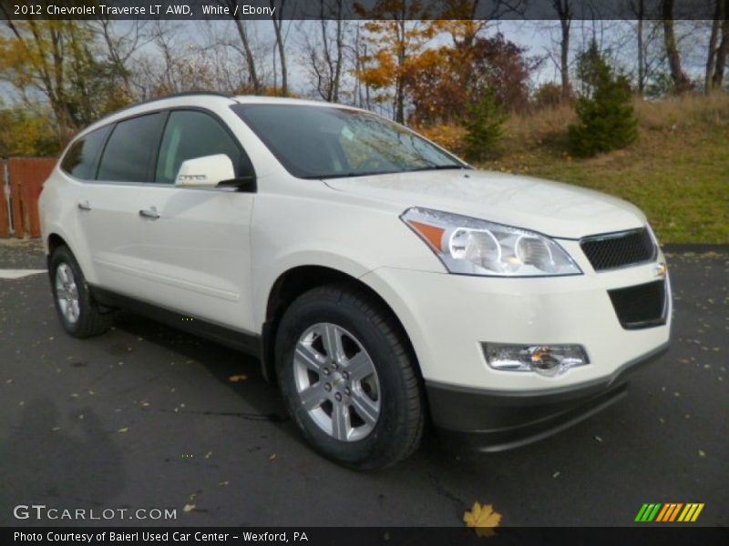 White / Ebony 2012 Chevrolet Traverse LT AWD