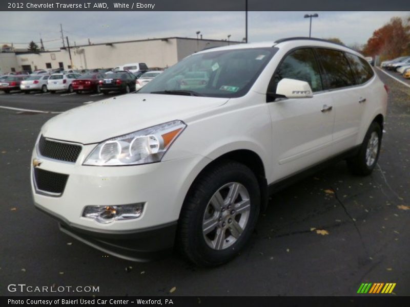 White / Ebony 2012 Chevrolet Traverse LT AWD