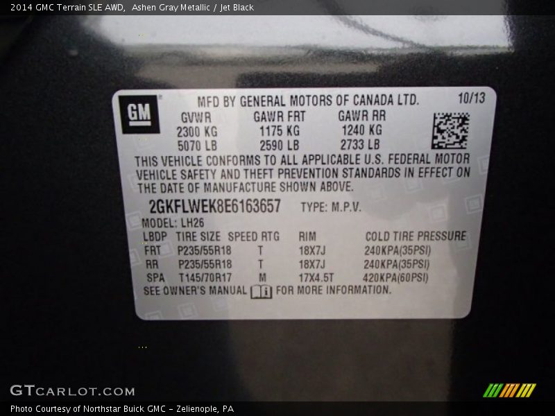 Ashen Gray Metallic / Jet Black 2014 GMC Terrain SLE AWD