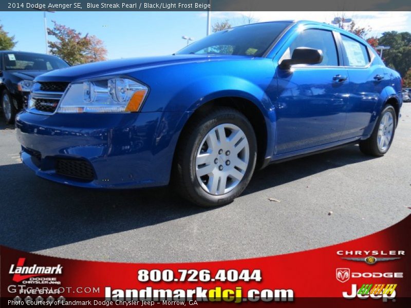 Blue Streak Pearl / Black/Light Frost Beige 2014 Dodge Avenger SE