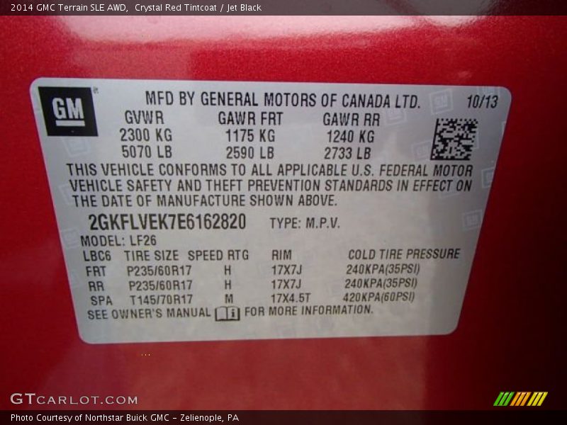 Crystal Red Tintcoat / Jet Black 2014 GMC Terrain SLE AWD