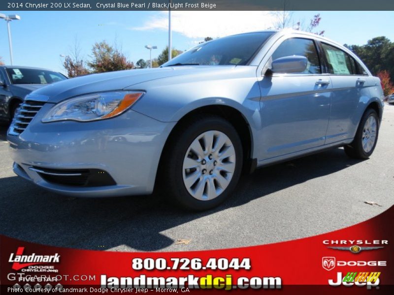 Crystal Blue Pearl / Black/Light Frost Beige 2014 Chrysler 200 LX Sedan