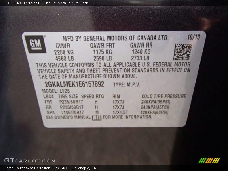 Iridium Metallic / Jet Black 2014 GMC Terrain SLE
