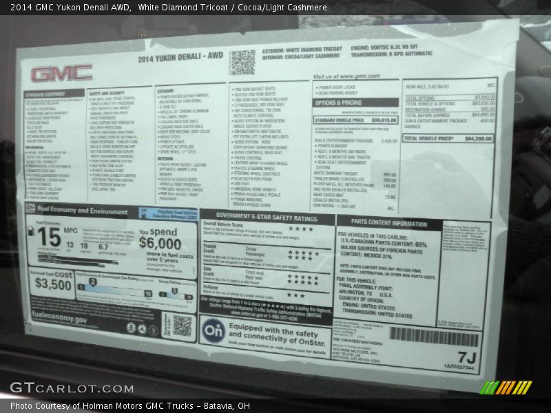 White Diamond Tricoat / Cocoa/Light Cashmere 2014 GMC Yukon Denali AWD