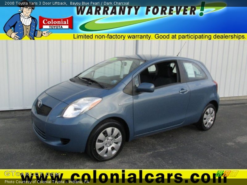 Bayou Blue Pearl / Dark Charcoal 2008 Toyota Yaris 3 Door Liftback