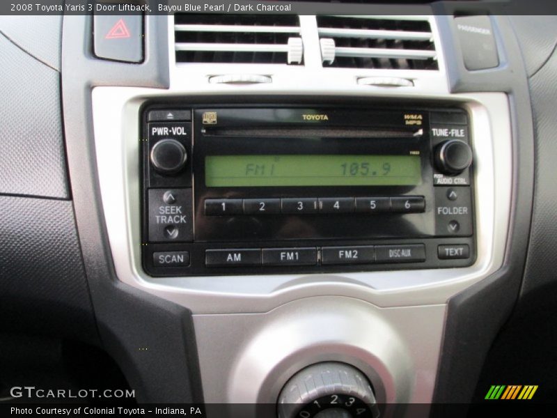 Bayou Blue Pearl / Dark Charcoal 2008 Toyota Yaris 3 Door Liftback