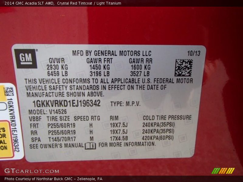 Crystal Red Tintcoat / Light Titanium 2014 GMC Acadia SLT AWD