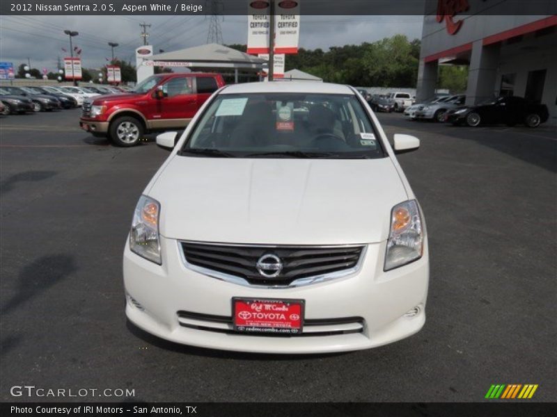 Aspen White / Beige 2012 Nissan Sentra 2.0 S