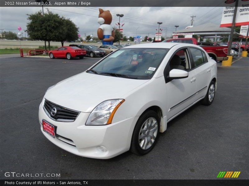 Aspen White / Beige 2012 Nissan Sentra 2.0 S