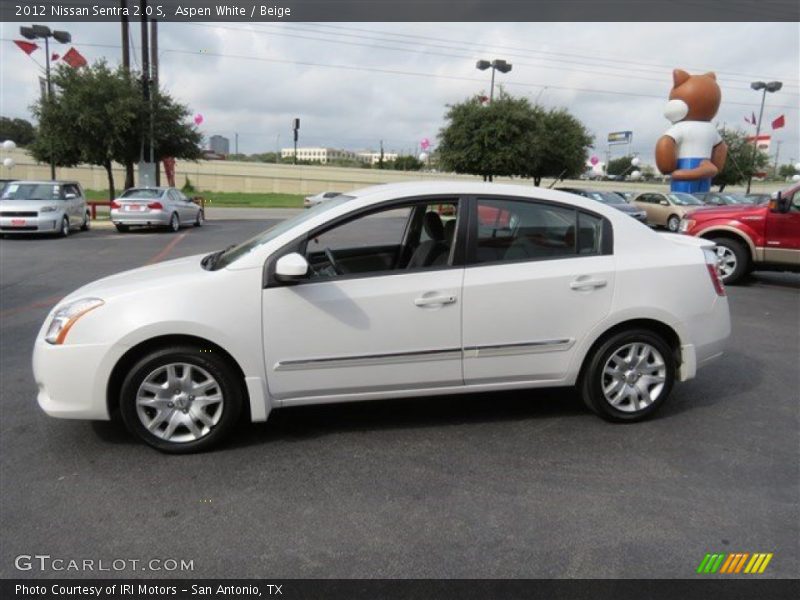 Aspen White / Beige 2012 Nissan Sentra 2.0 S
