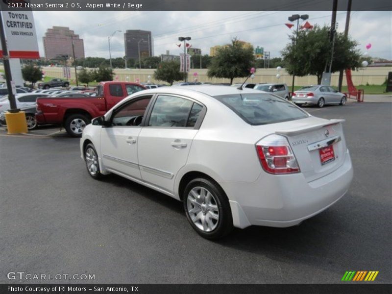 Aspen White / Beige 2012 Nissan Sentra 2.0 S