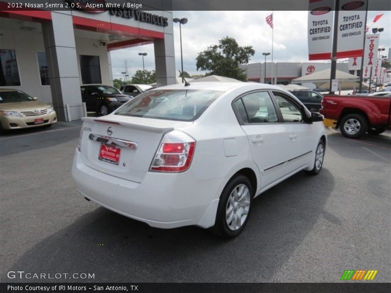 Aspen White / Beige 2012 Nissan Sentra 2.0 S