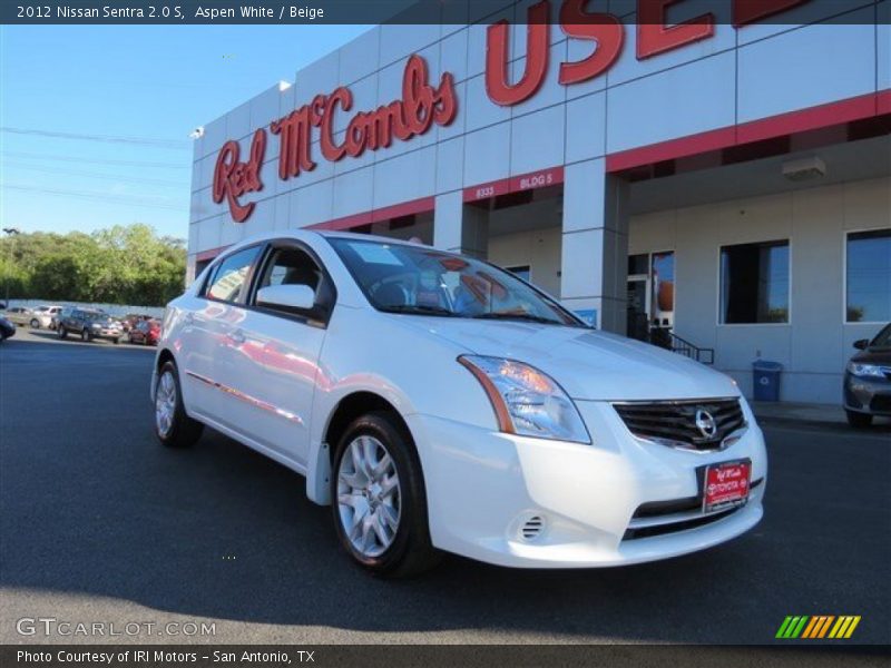 Aspen White / Beige 2012 Nissan Sentra 2.0 S