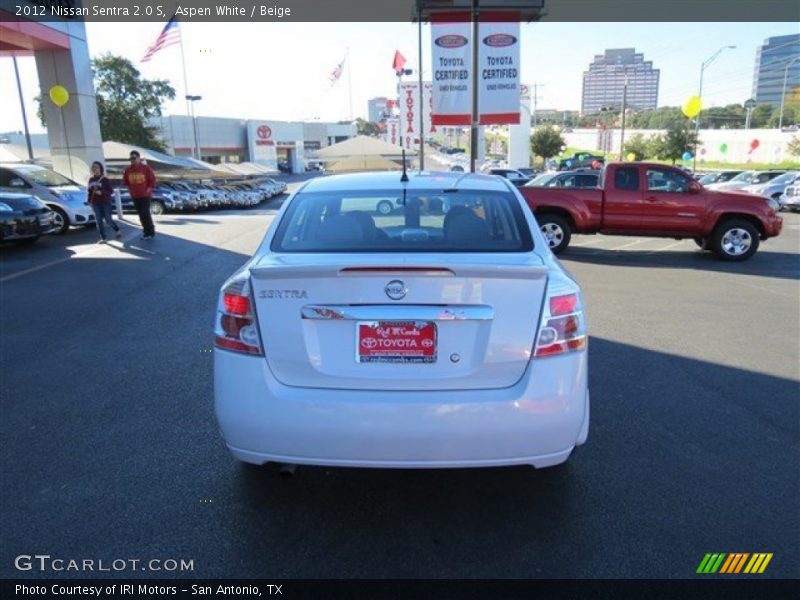 Aspen White / Beige 2012 Nissan Sentra 2.0 S