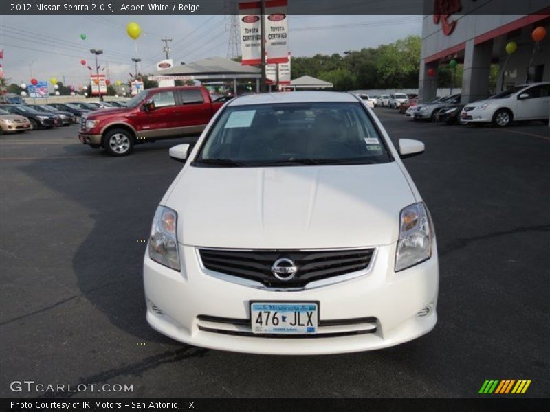 Aspen White / Beige 2012 Nissan Sentra 2.0 S