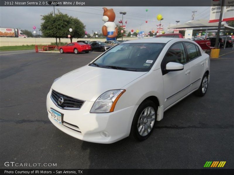 Aspen White / Beige 2012 Nissan Sentra 2.0 S