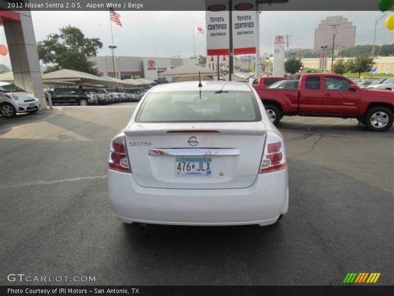 Aspen White / Beige 2012 Nissan Sentra 2.0 S