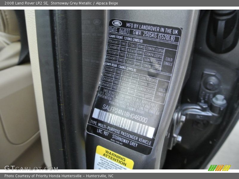 Stornoway Grey Metallic / Alpaca Beige 2008 Land Rover LR2 SE