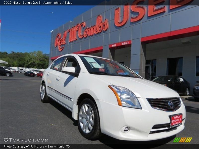 Aspen White / Beige 2012 Nissan Sentra 2.0 S