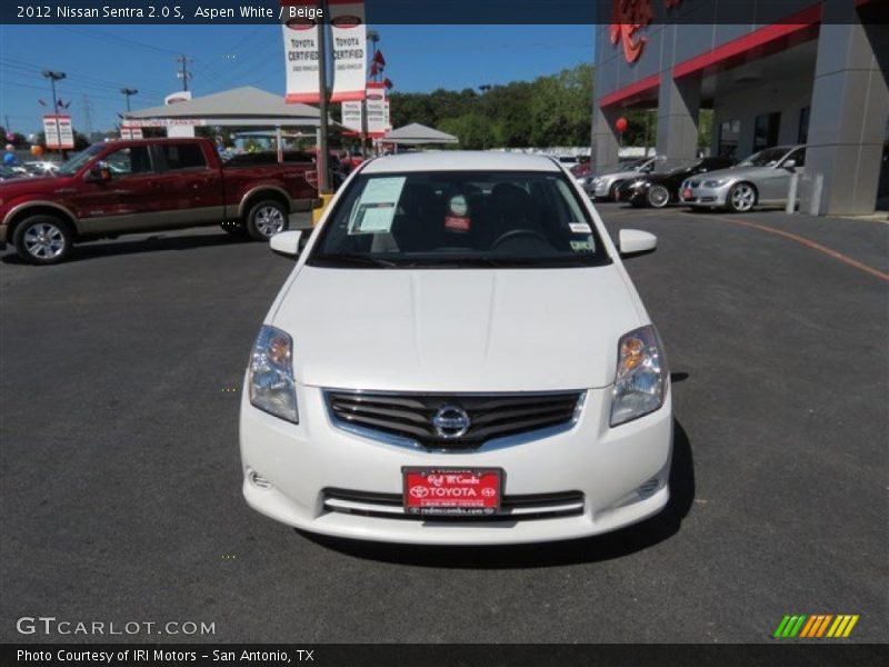 Aspen White / Beige 2012 Nissan Sentra 2.0 S