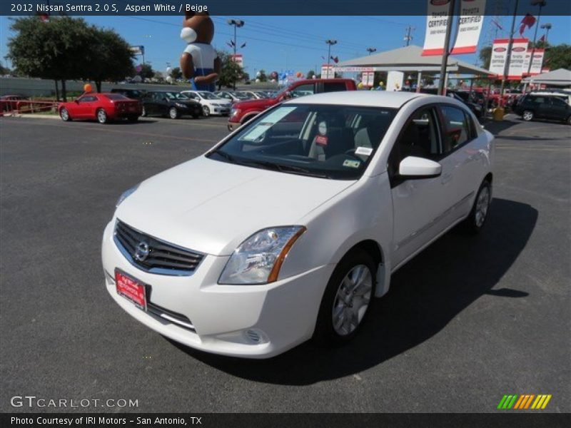 Aspen White / Beige 2012 Nissan Sentra 2.0 S