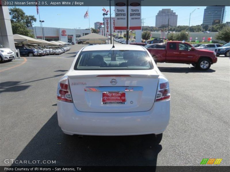 Aspen White / Beige 2012 Nissan Sentra 2.0 S