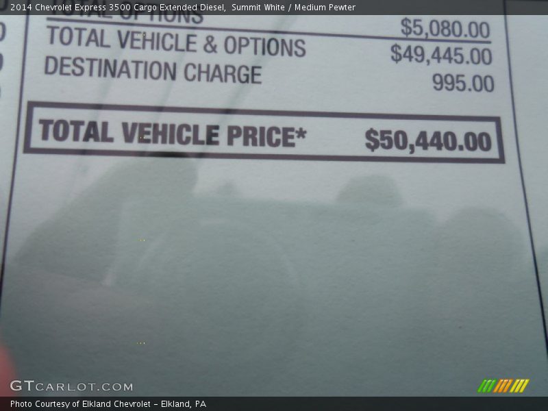 Summit White / Medium Pewter 2014 Chevrolet Express 3500 Cargo Extended Diesel