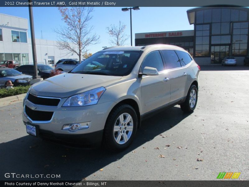 Gold Mist Metallic / Ebony 2012 Chevrolet Traverse LT AWD