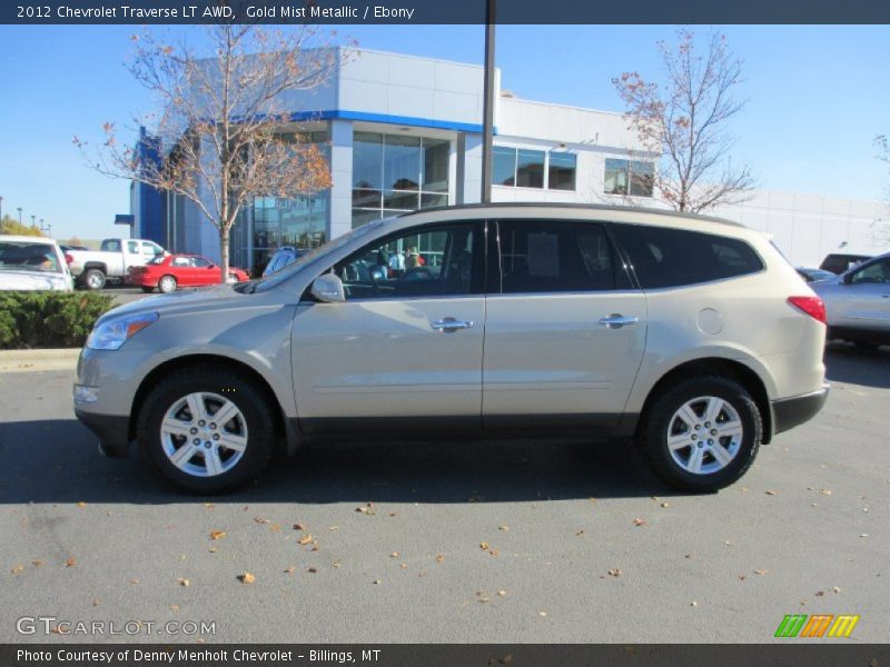 Gold Mist Metallic / Ebony 2012 Chevrolet Traverse LT AWD