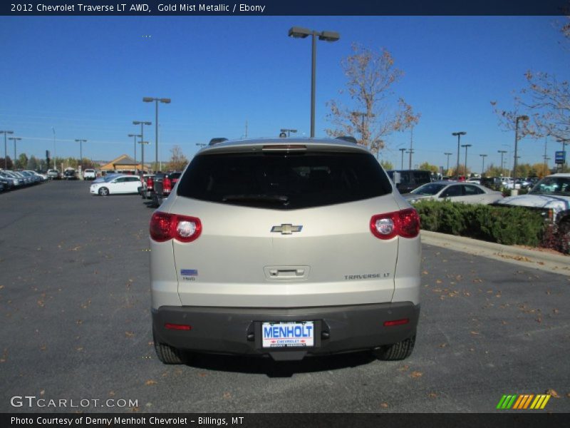 Gold Mist Metallic / Ebony 2012 Chevrolet Traverse LT AWD
