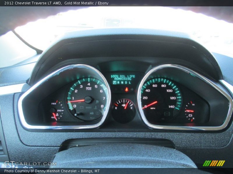 Gold Mist Metallic / Ebony 2012 Chevrolet Traverse LT AWD