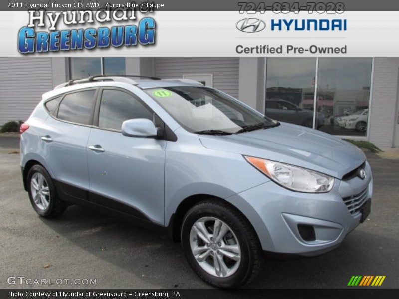 Aurora Blue / Taupe 2011 Hyundai Tucson GLS AWD