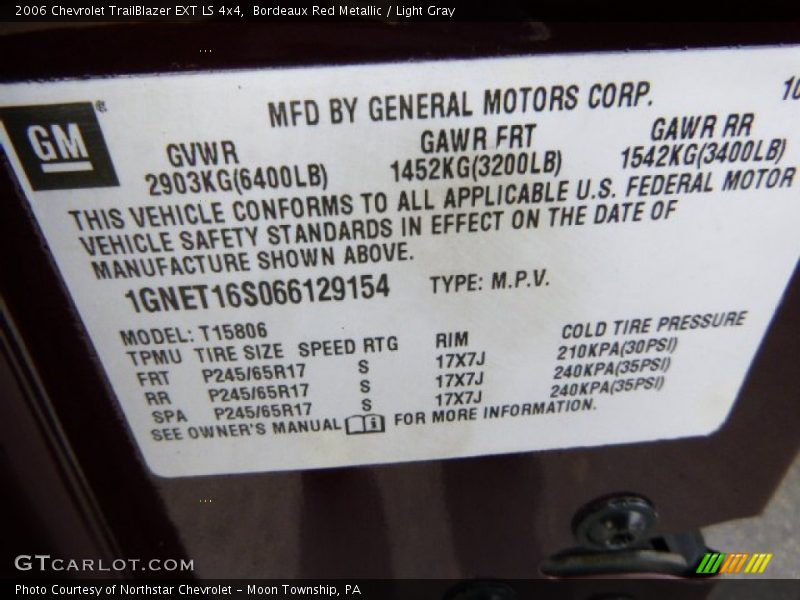 Bordeaux Red Metallic / Light Gray 2006 Chevrolet TrailBlazer EXT LS 4x4