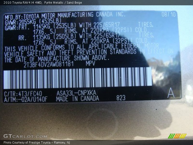 Pyrite Metallic / Sand Beige 2010 Toyota RAV4 I4 4WD