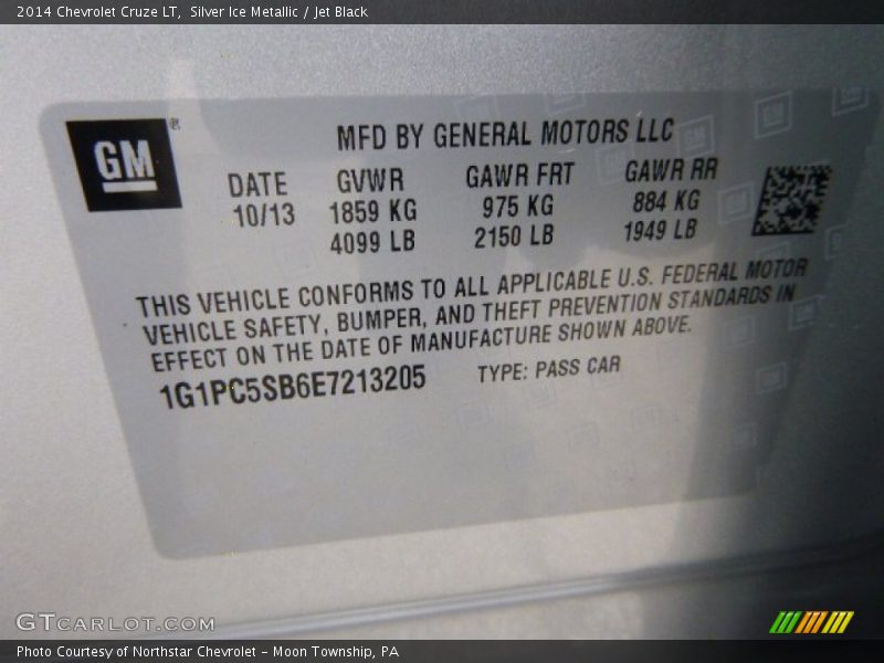 Silver Ice Metallic / Jet Black 2014 Chevrolet Cruze LT