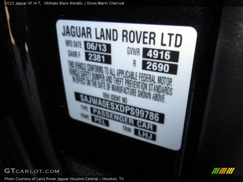 Ultimate Black Metallic / Dove/Warm Charcoal 2013 Jaguar XF I4 T