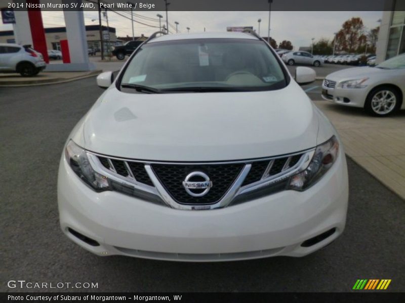 Pearl White / Beige 2014 Nissan Murano SV AWD