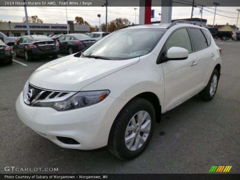 Pearl White / Beige 2014 Nissan Murano SV AWD