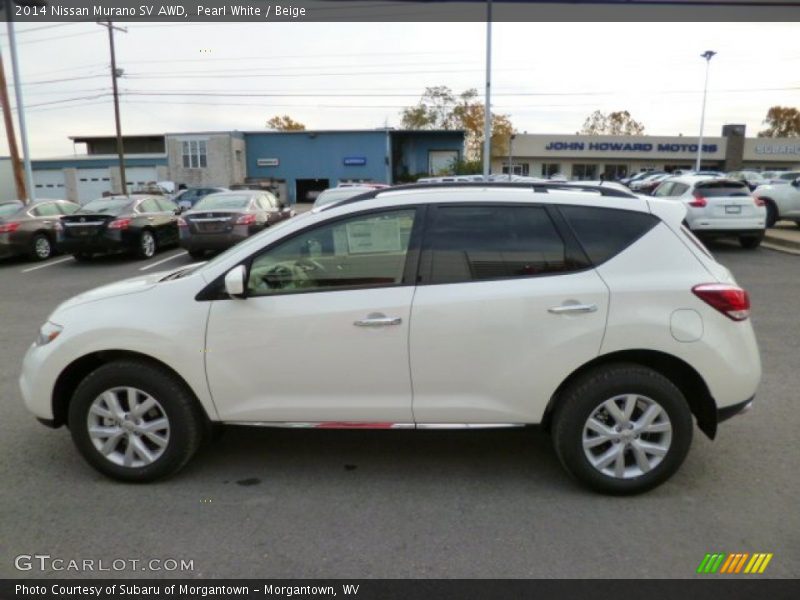 Pearl White / Beige 2014 Nissan Murano SV AWD