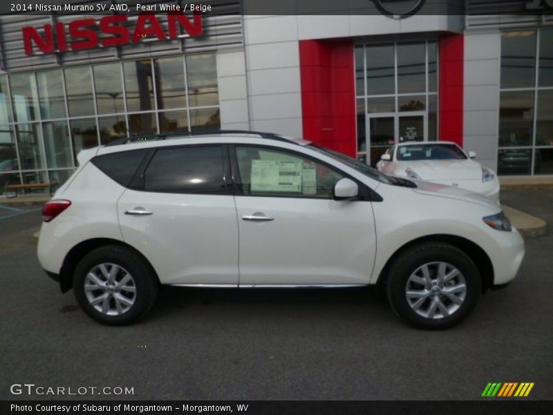 Pearl White / Beige 2014 Nissan Murano SV AWD