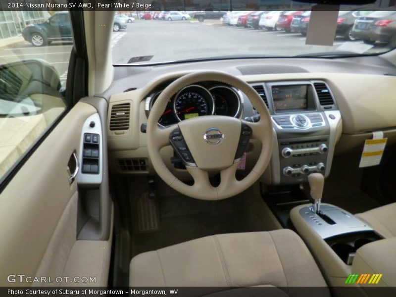 Pearl White / Beige 2014 Nissan Murano SV AWD
