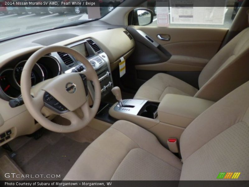 Pearl White / Beige 2014 Nissan Murano SV AWD