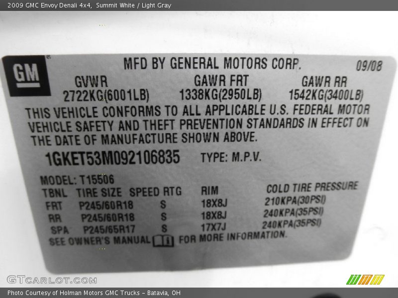 Summit White / Light Gray 2009 GMC Envoy Denali 4x4