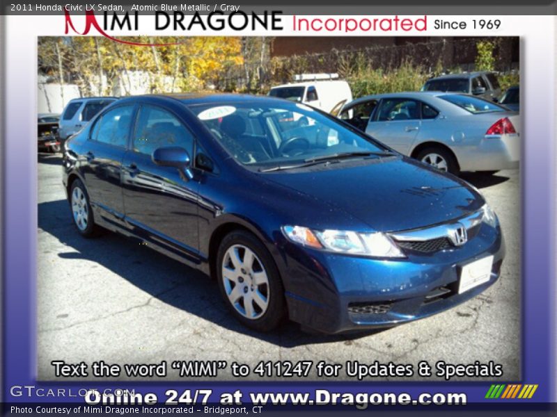Atomic Blue Metallic / Gray 2011 Honda Civic LX Sedan
