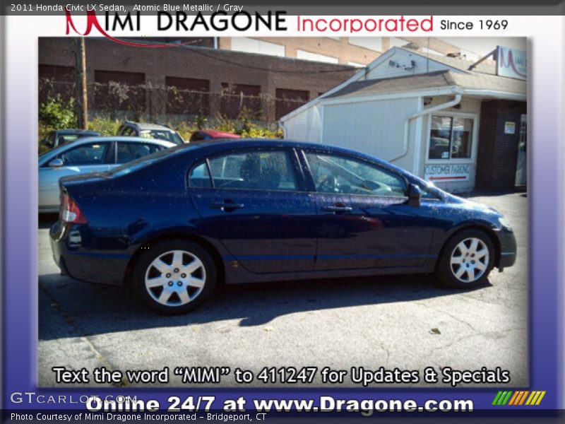 Atomic Blue Metallic / Gray 2011 Honda Civic LX Sedan