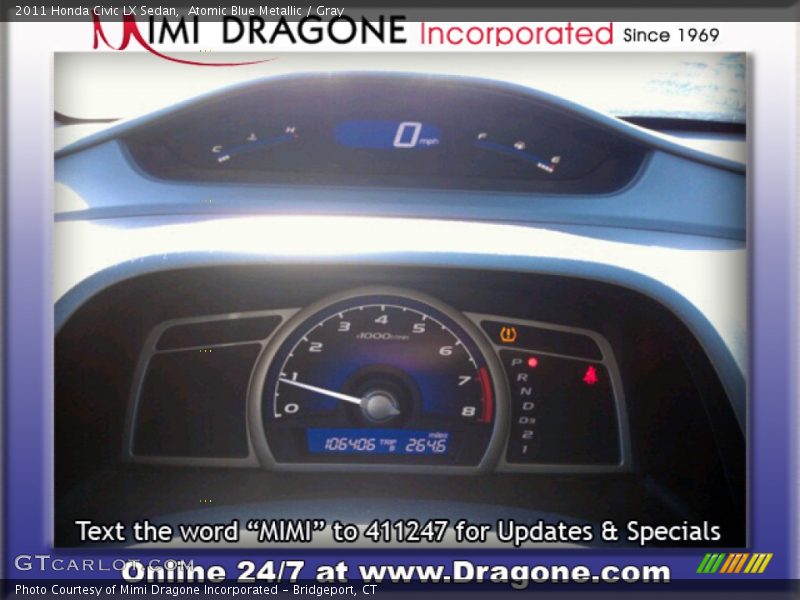 Atomic Blue Metallic / Gray 2011 Honda Civic LX Sedan