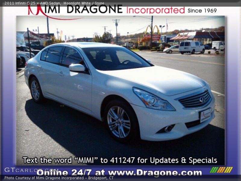 Moonlight White / Stone 2011 Infiniti G 25 x AWD Sedan