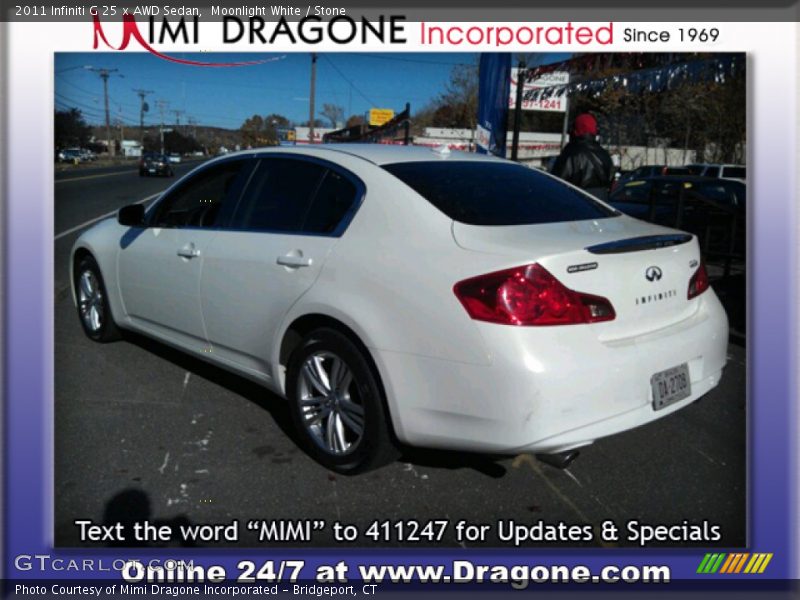 Moonlight White / Stone 2011 Infiniti G 25 x AWD Sedan